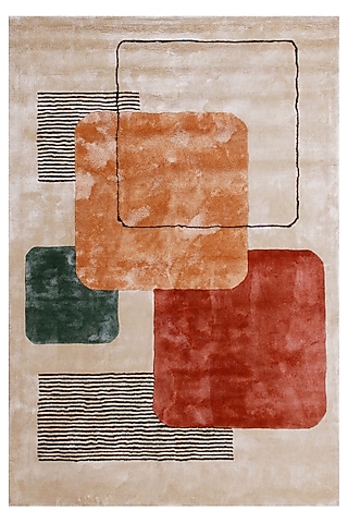 Ivory Hand-Tufted Rug With Multi-Colored Patterns by The blue knot