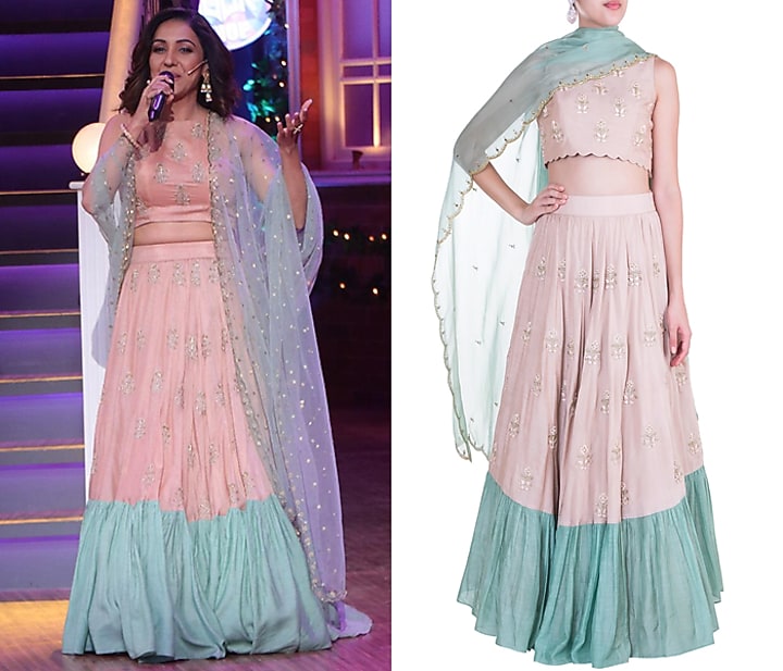 Mauve & Sea Green Lehenga Set by Paulmi & Harsh at Pernia's Pop Up Shop