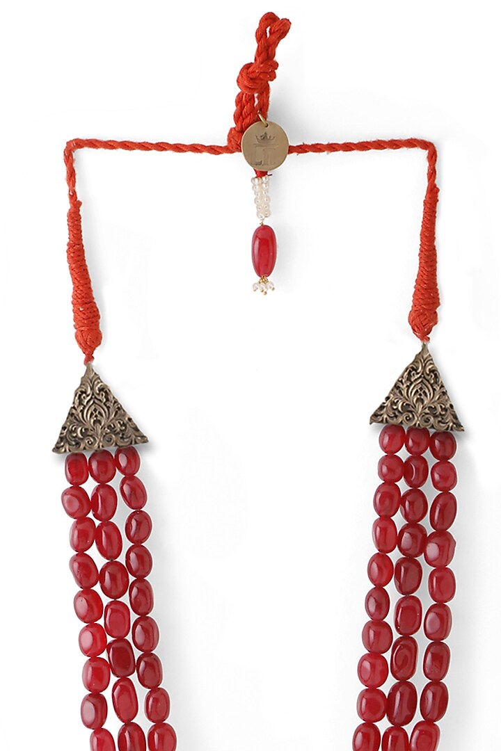Red Glass Beaded Layered Mala by Cosa Nostraa at Pernia's Pop Up Shop