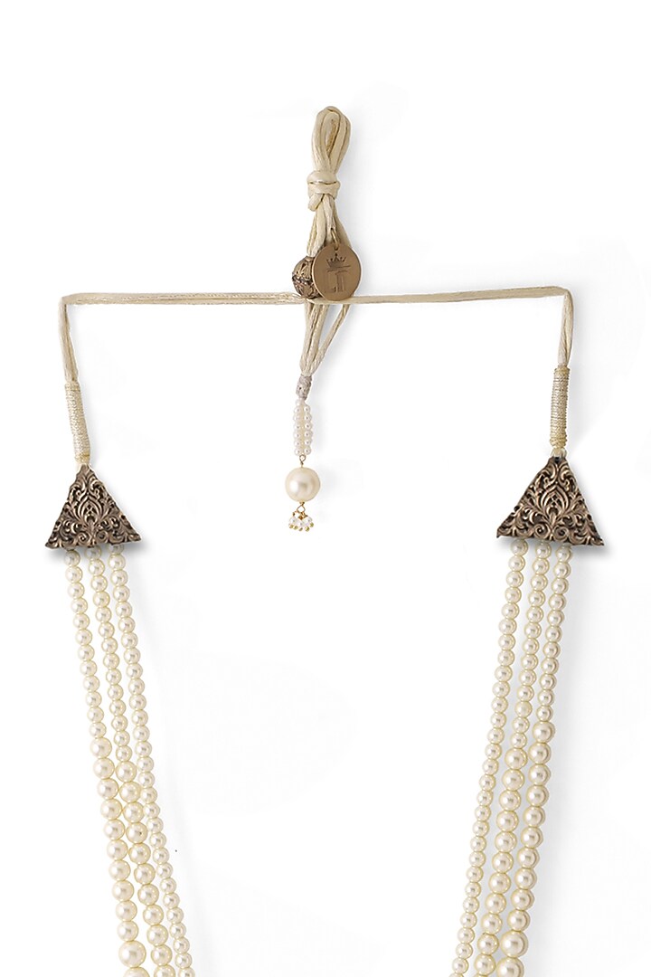 Off-White Pearl Beaded Layered Mala by Cosa Nostraa at Pernia's Pop Up Shop