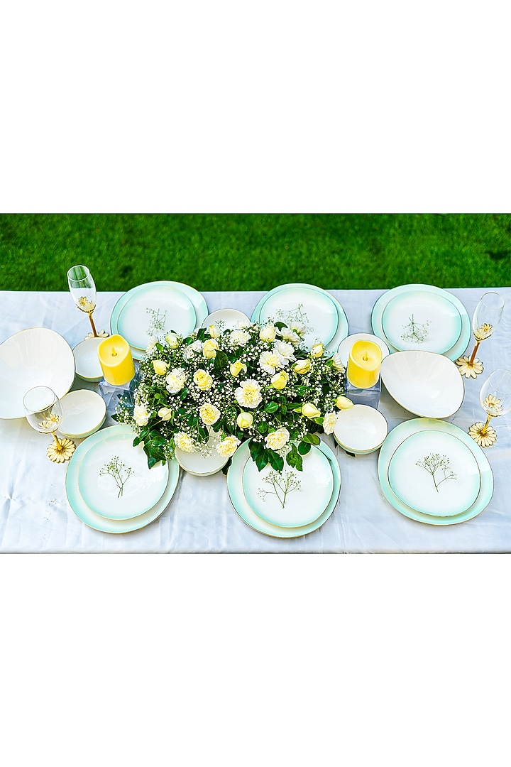 White & Green Oval Serving Platter by Home Struck at Pernia's Pop Up Shop