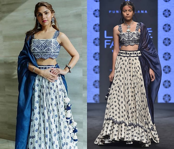 Ivory Butti Printed & Embroidered Wedding Lehenga Set by Punit Balana at Pernia's Pop Up Shop