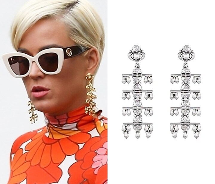 Silver Finish Antique Tribal Long Earrings by Valliyan by Nitya Arora at Pernia's Pop Up Shop