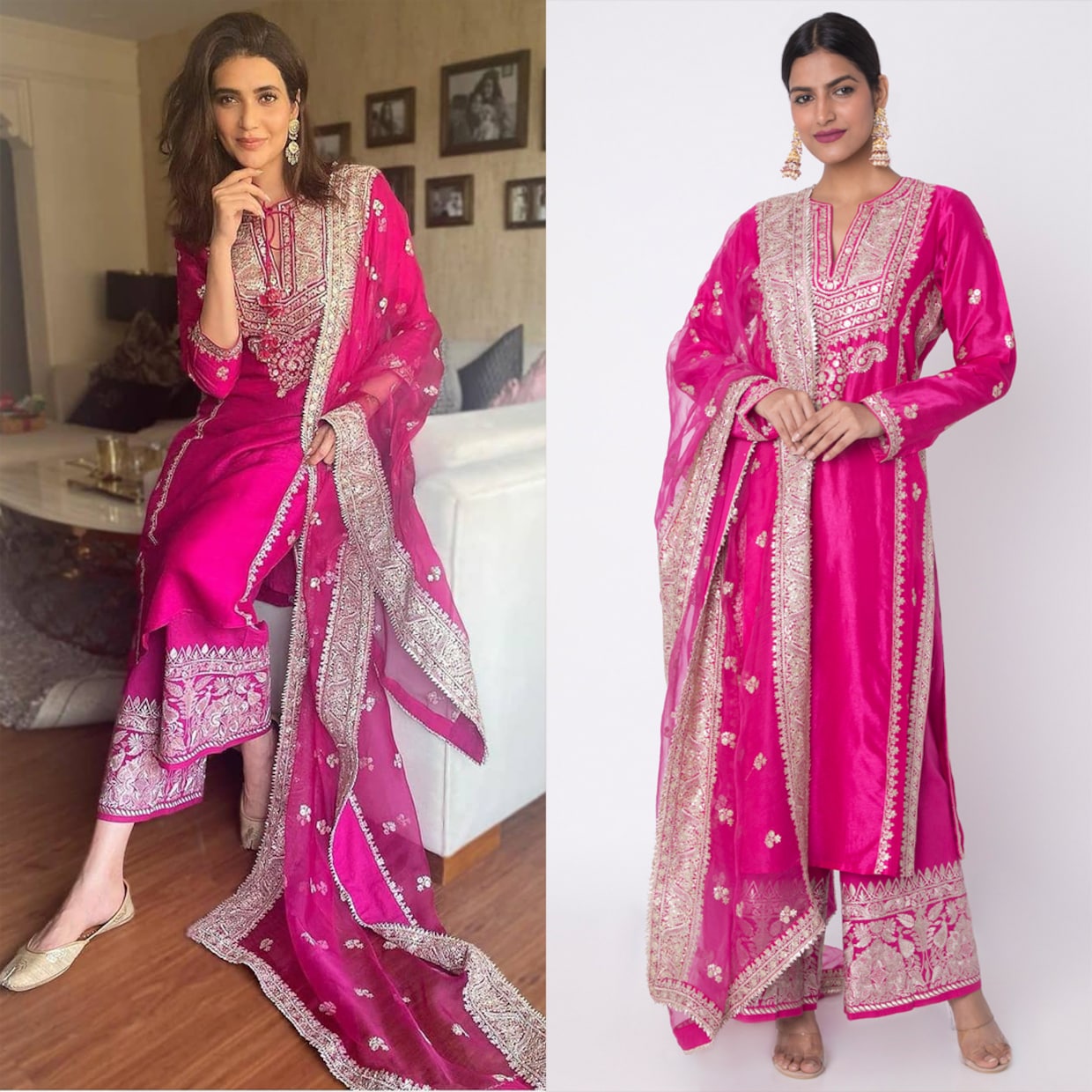 Rani Pink Embroidered Kurta Set by GOPI VAID at Pernia's Pop Up Shop 2024