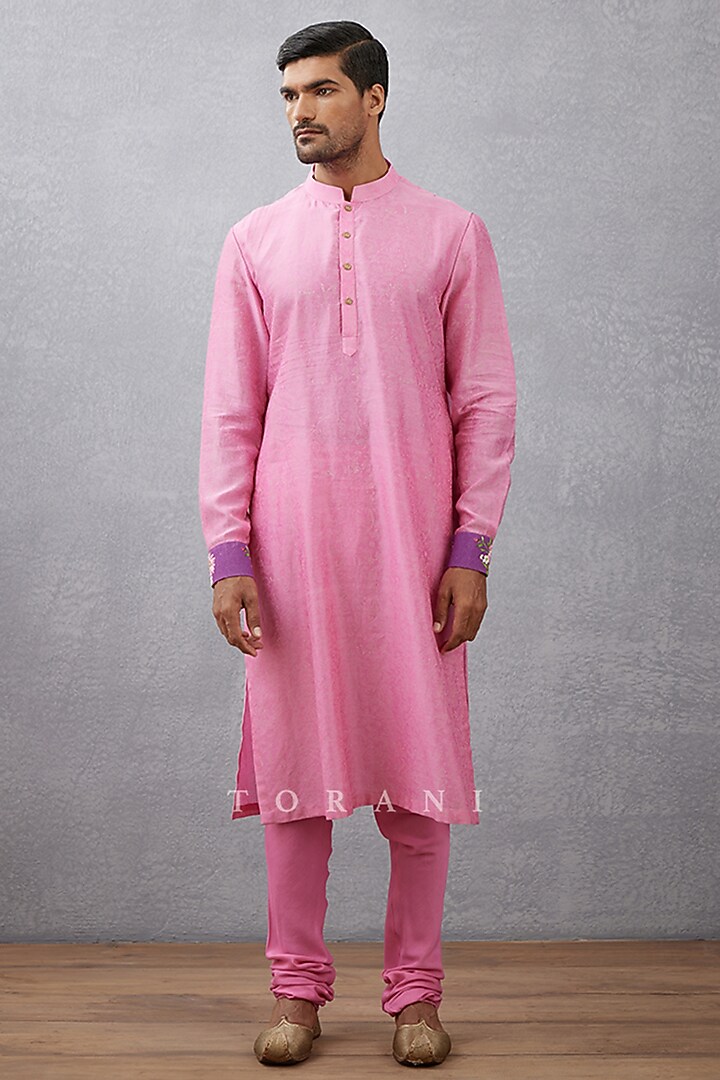 Violet Cotton Silk & Silk Crepe Digital Printed Bundi Set by Torani Men at Pernia's Pop Up Shop