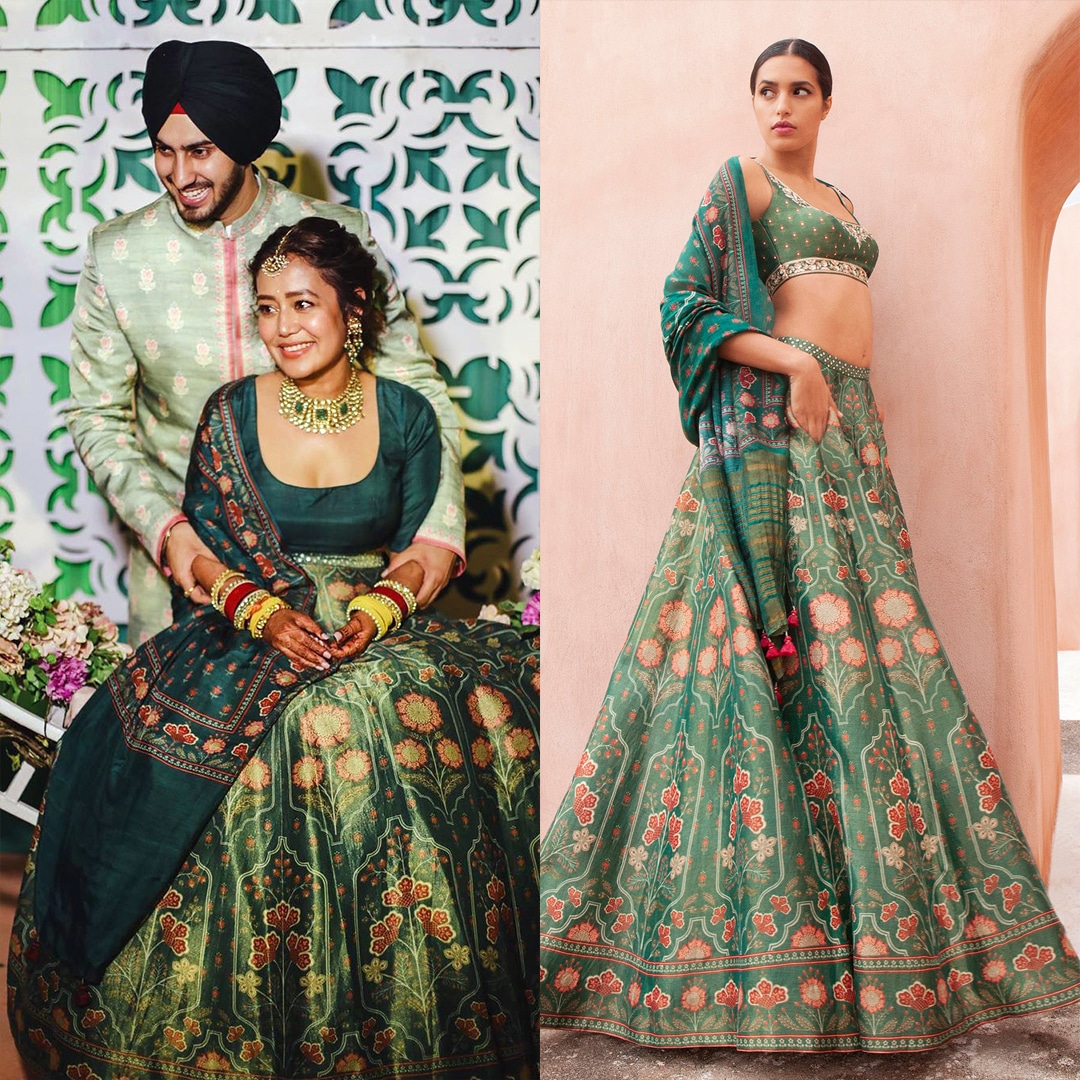 BridalTrunk - Online Indian Multi Designer Fashion Shopping Astha Narang  teal green floral lehenga
