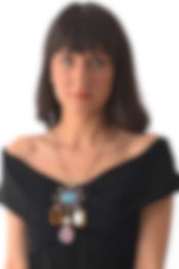 Gold Finish Semi Precious Gemstone Pendant Necklace by XAGO at Pernia's Pop Up Shop