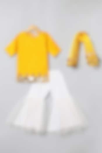 White Matka Silk & Net Sharara Set For Girls by BYB PREMIUM at Pernia's Pop Up Shop