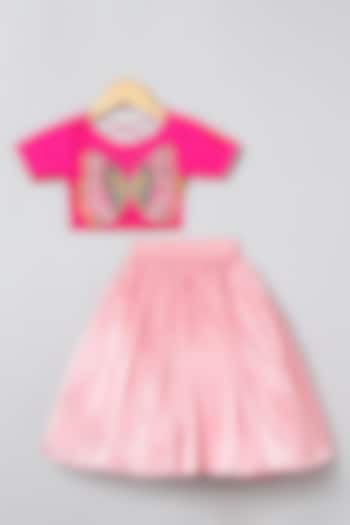 Light Pink Glass Tissue Skirt Set For Girls by BYB PREMIUM at Pernia's Pop Up Shop