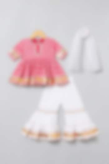 White Cotton Gota Embroidered Sharara Set For Girls by BYB PREMIUM at Pernia's Pop Up Shop