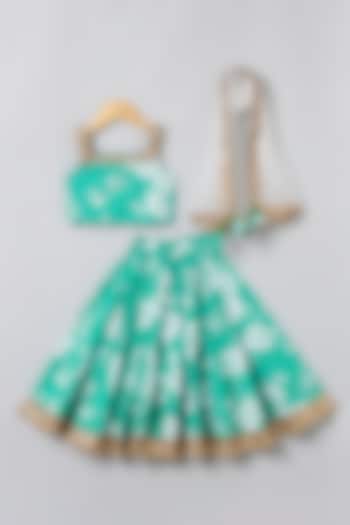Green Cotton Floral Printed Lehenga Set For Girls by BYB PREMIUM at Pernia's Pop Up Shop