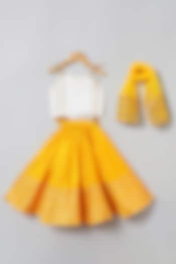 Yellow Matka Silk Gota Embroidered Lehenga Set For Girls by BYB PREMIUM at Pernia's Pop Up Shop