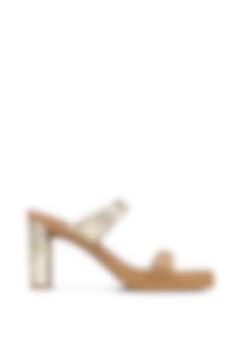 Beige Vegan Leather Strappy Heels by Signature Sole at Pernia's Pop Up Shop