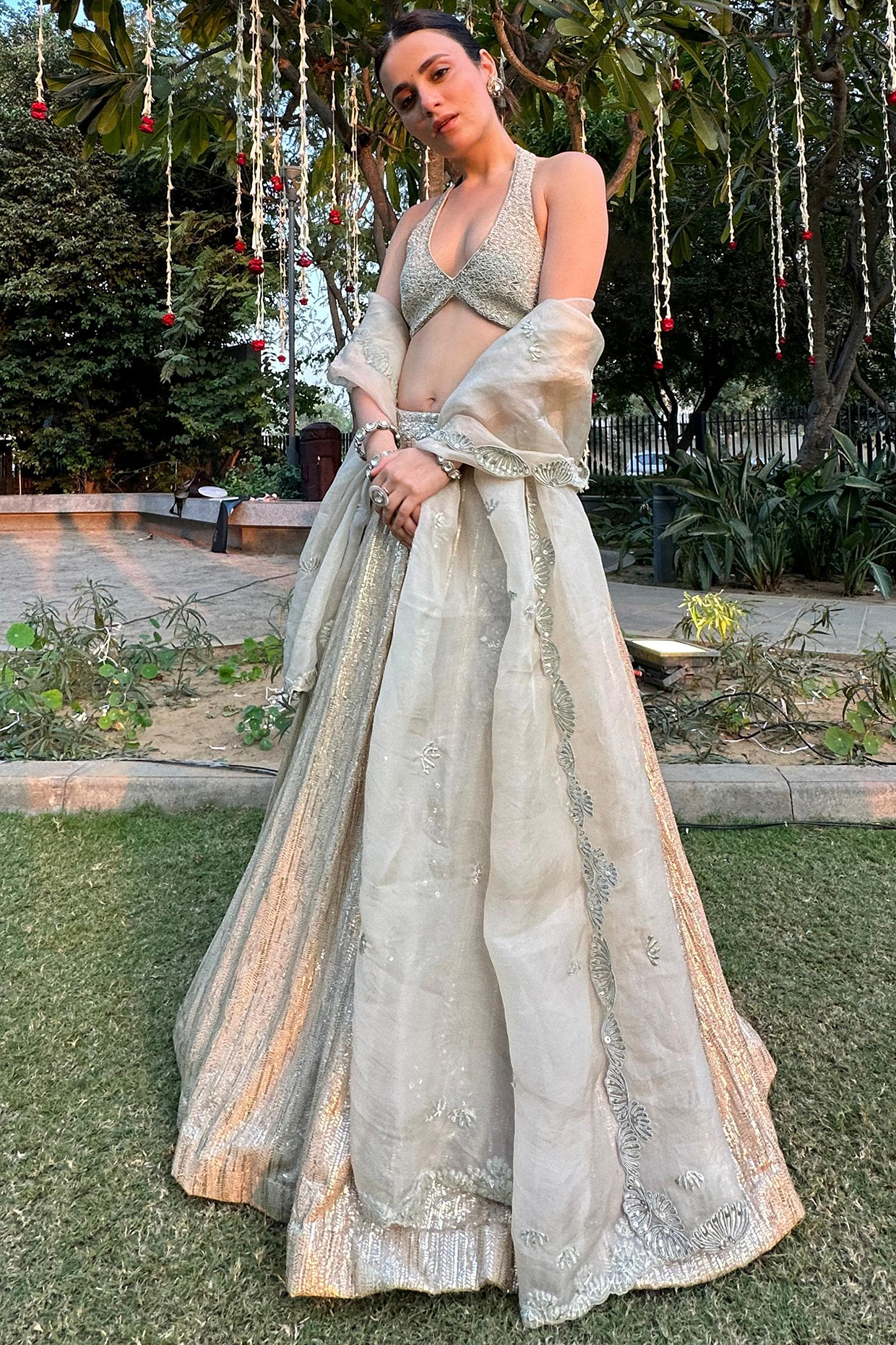 Champagne Gold Georgette Badla Embroidered  dulhan bday 22 may Lehenga Set by OSAA By Adarsh at Pernia's Pop Up Shop