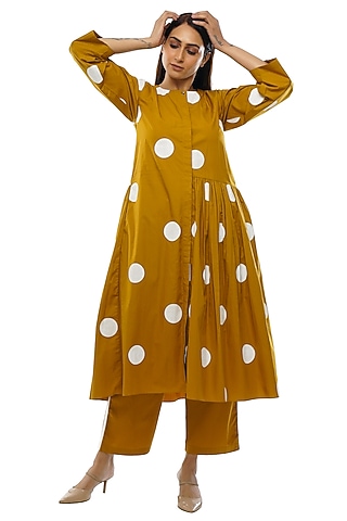 Mustard Poplin Cotton Printed Tunic Set by KHAT