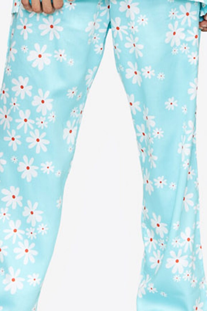 Turquoise Cotton Printed Night Suit For Girls by Nigh Nigh label at Pernia's Pop Up Shop