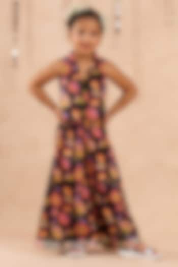 Black Cotton Jaipur Printed Co-Ord Set For Girls by Lil Drama at Pernia's Pop Up Shop