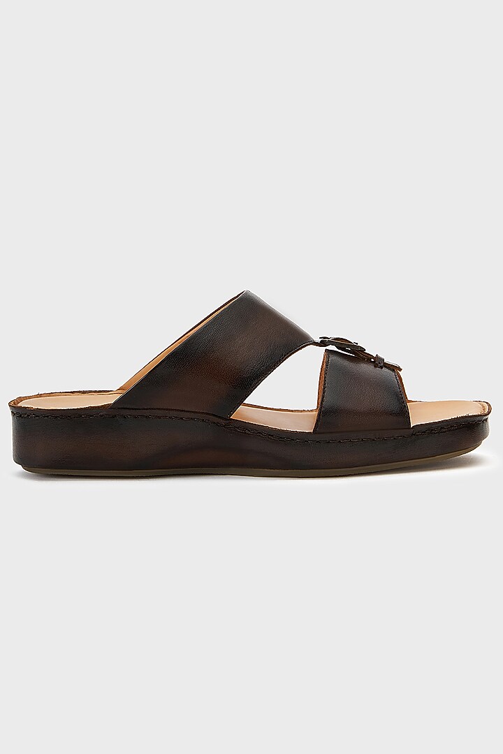 Brown Leather Sandals by Nauvab at Pernia's Pop Up Shop