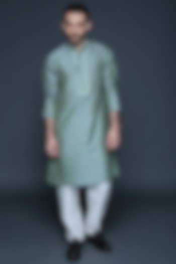 Vintage Green Embroidered Kurta Set by Sanjev Marwaaha Men at Pernia's Pop Up Shop
