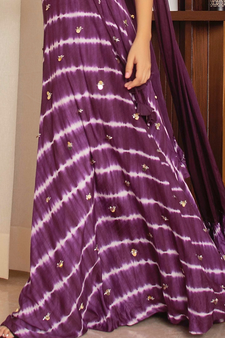 Grape Purple Tie-Dye Lehenga Set by Dhwaja at Pernia's Pop Up Shop