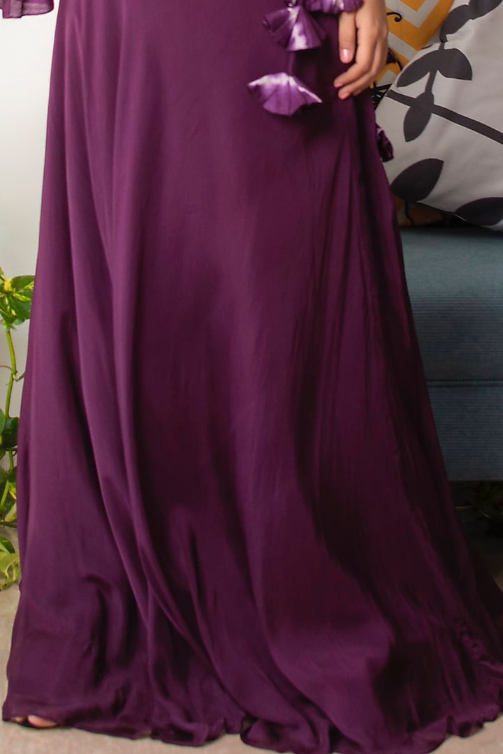 Grape Purple Chiffon Skirt Set by Dhwaja at Pernia's Pop Up Shop