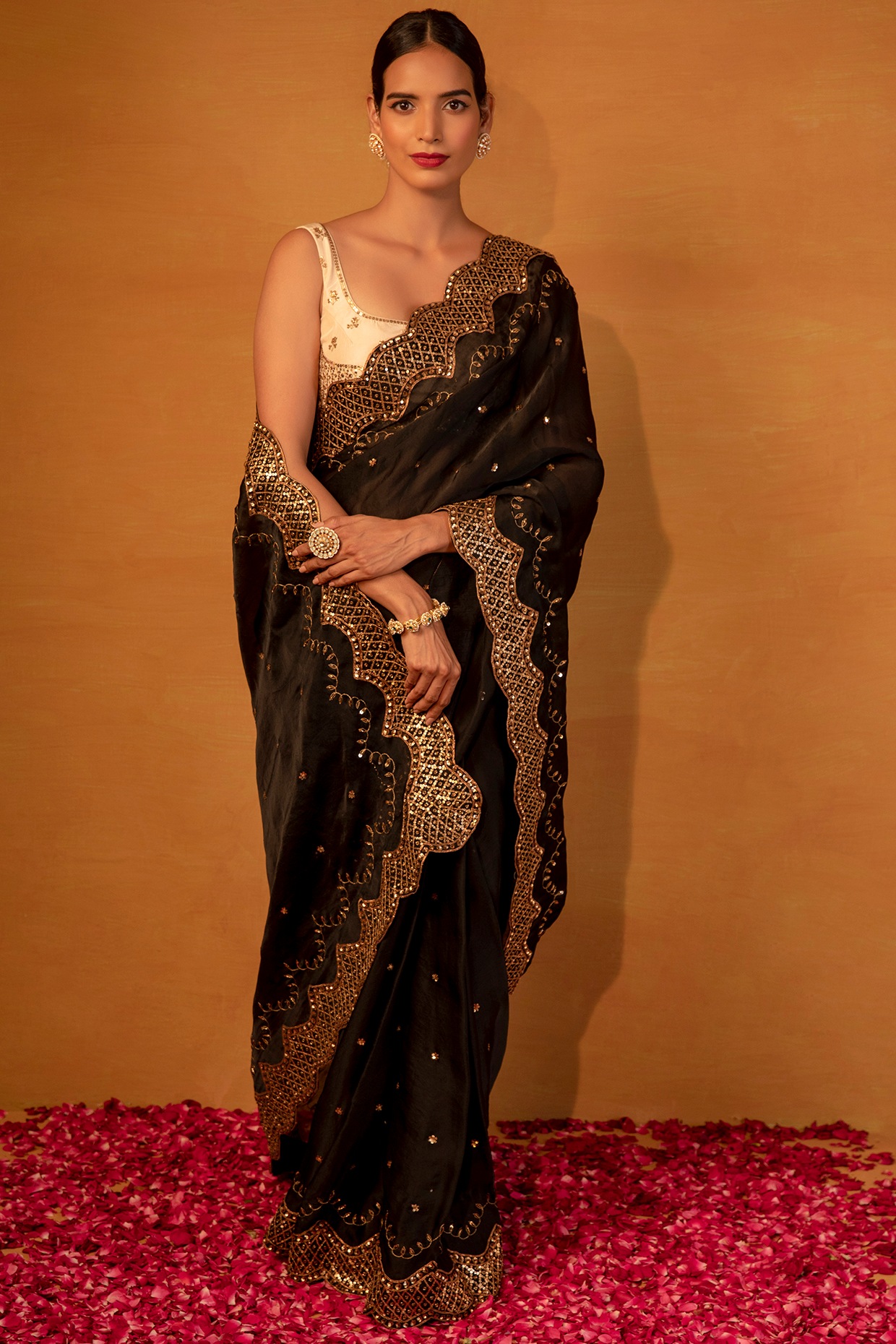 Buy IRIS Women Black Embellished Net Saree With Blouse Online at Best  Prices in India - JioMart.