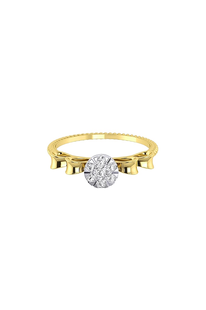Two-Tone Finish Round-Shaped Diamond Floral Bow Ring by La marque M at Pernia's Pop Up Shop
