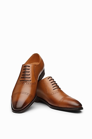 Tan Calf Leather Oxford Shoes by Dapper Shoes Co.