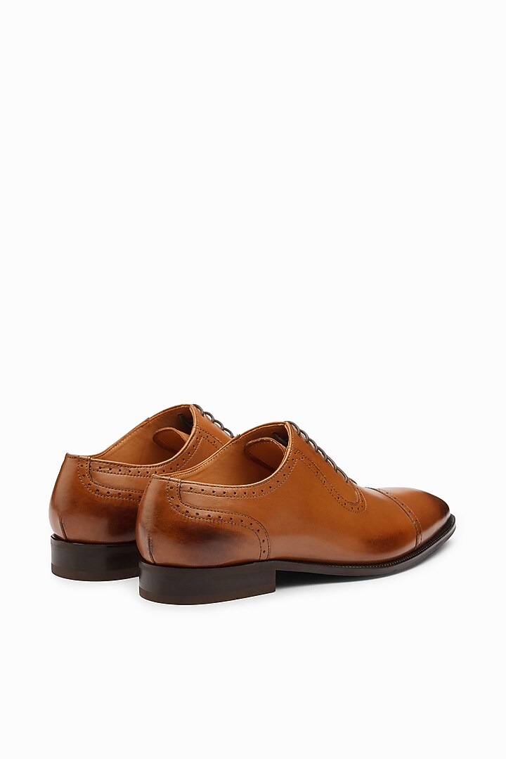Tan Calf Leather Oxford Shoes by Dapper Shoes Co. at Pernia's Pop Up Shop