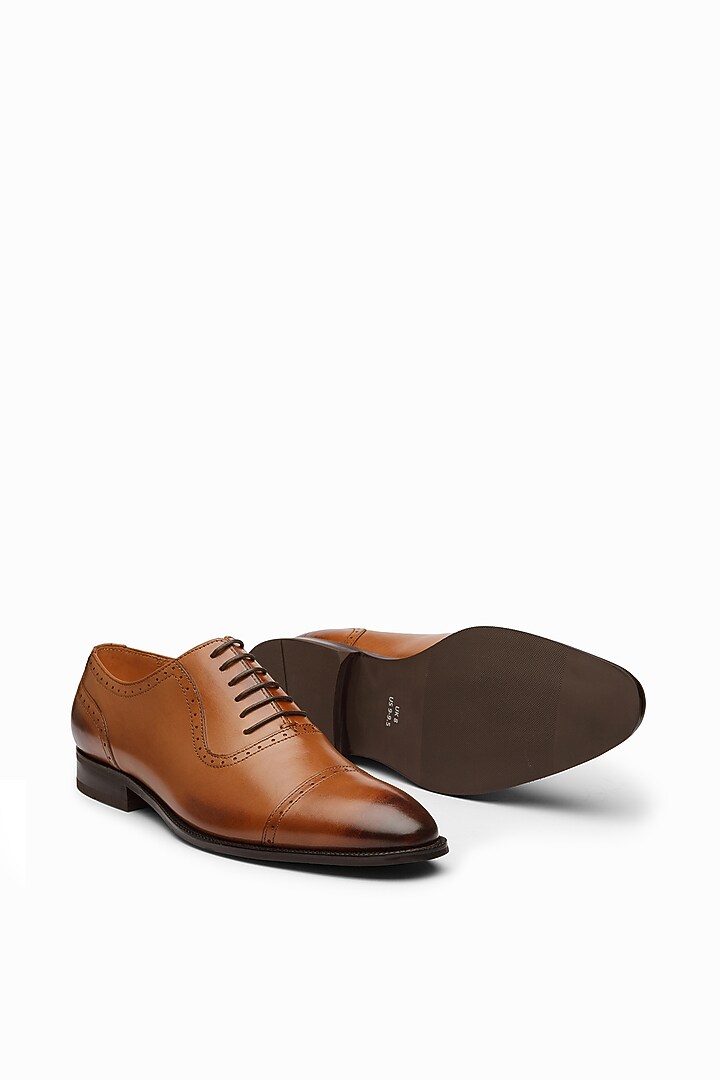Tan Calf Leather Oxford Shoes by Dapper Shoes Co. at Pernia's Pop Up Shop