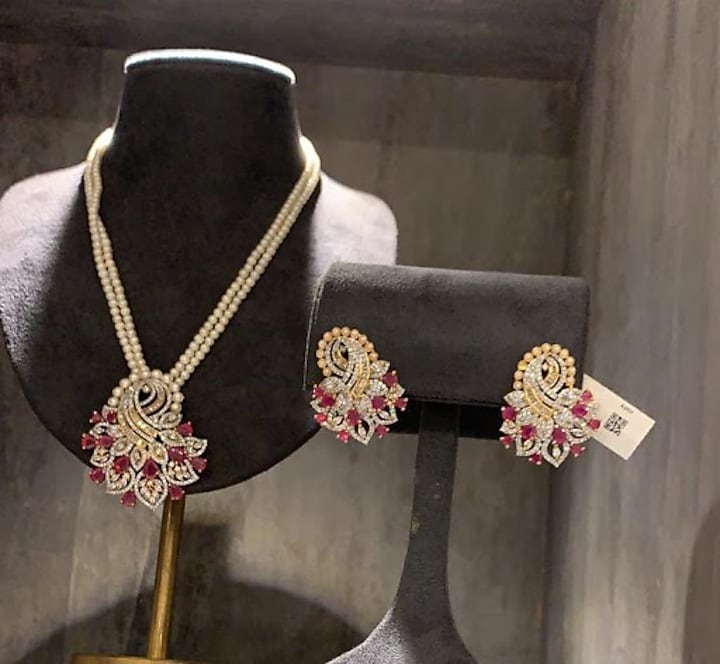 Gold Finish Pendant Necklace Set by Aster at Pernia's Pop Up Shop