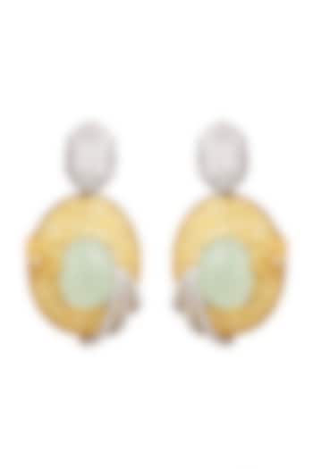 Two Tone Finish Zirconia Earrings In Sterling Silver by Tsara