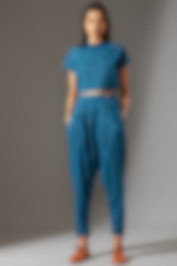 Cobalt Blue Ribbed Crop Top by Mati at Pernia's Pop Up Shop