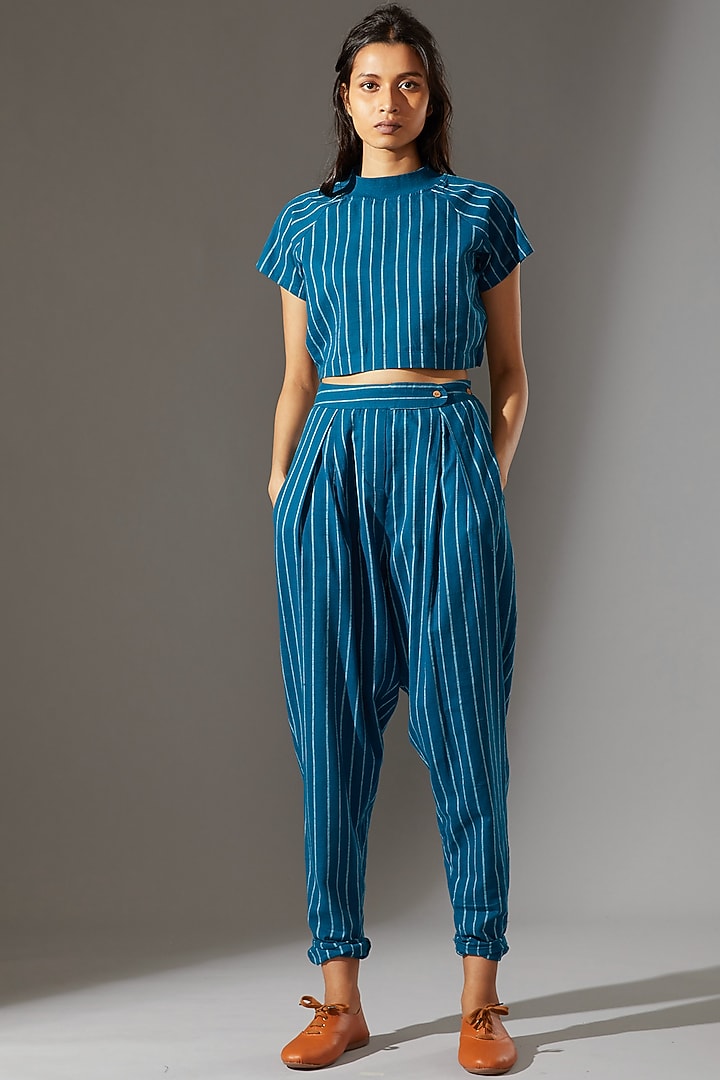 Cobalt Blue Ribbed Crop Top by Mati at Pernia's Pop Up Shop