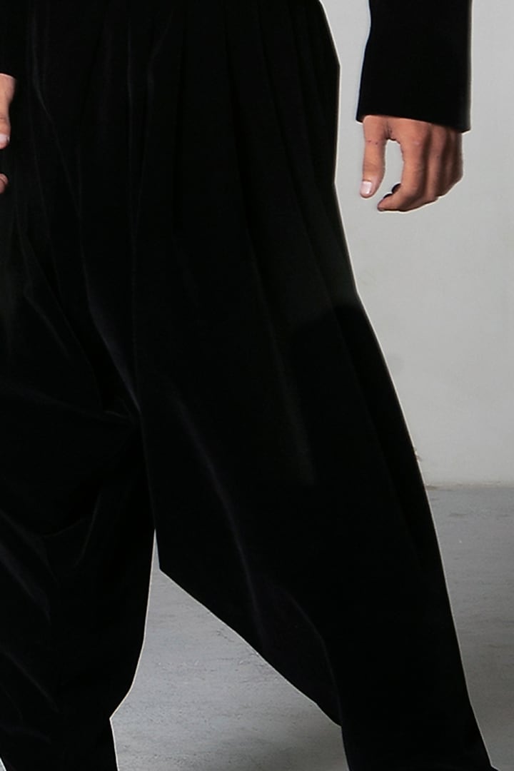 Black Velvet Patiala Pants by Siddartha Tytler Men at Pernia's Pop Up Shop