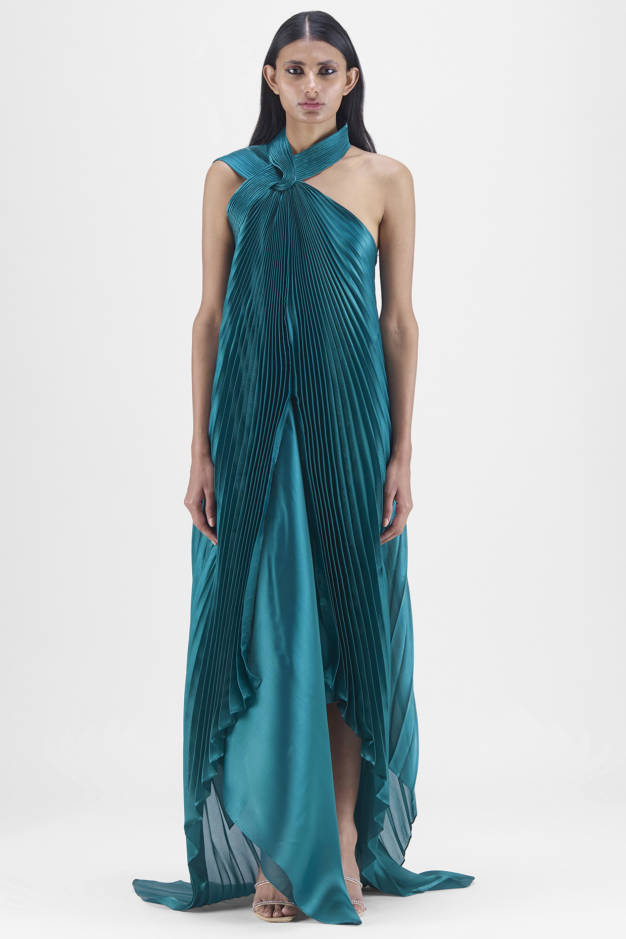 Emerald Chiffon Engagement Gown by Amit Aggarwal at Pernia's Pop Up Shop