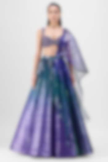 Purple Metallic Polymer & Chiffon Bridal Lehenga Set by Amit Aggarwal at Pernia's Pop Up Shop
