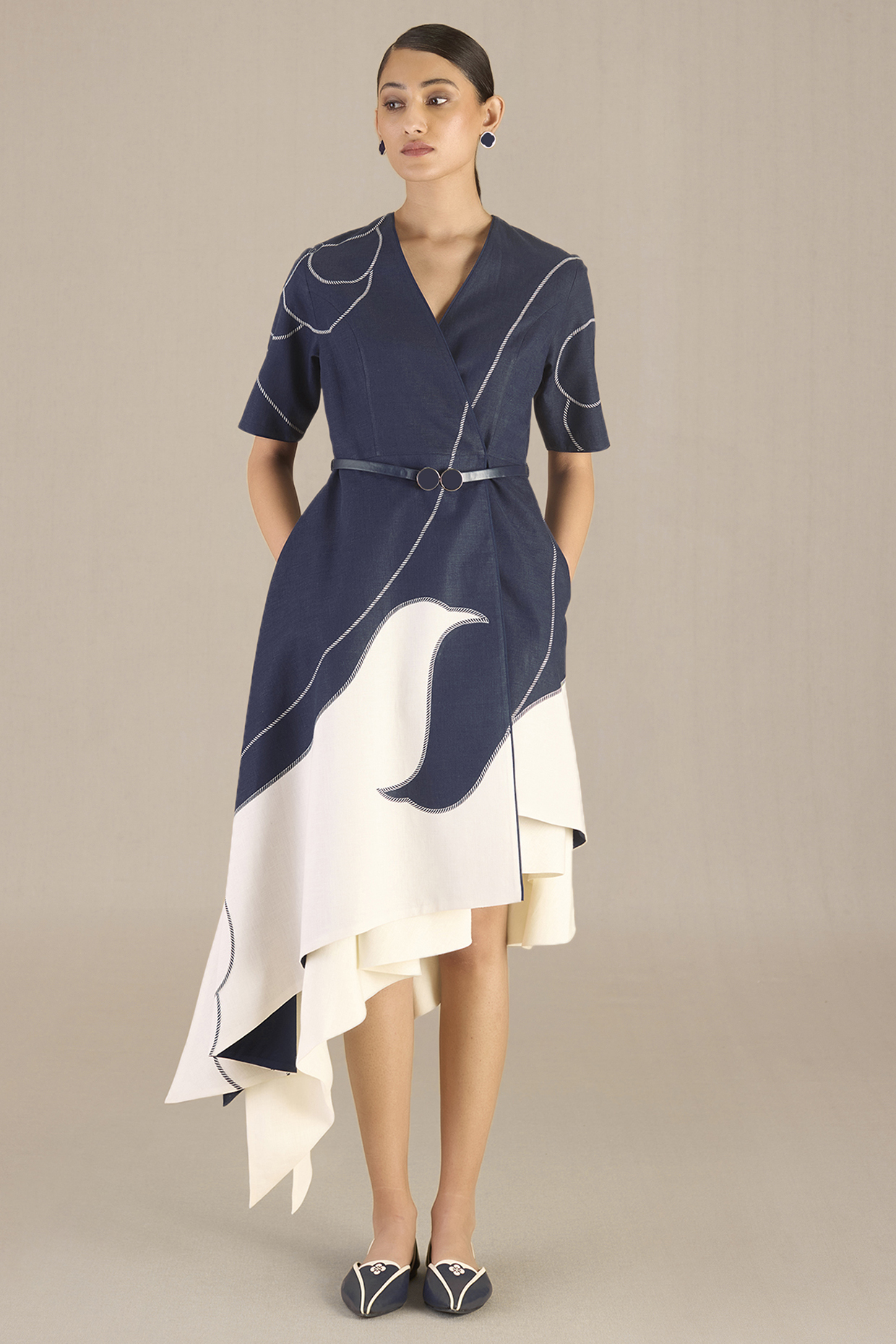 Navy Linen Jacket Set by AMPM at Pernia's Pop Up Shop