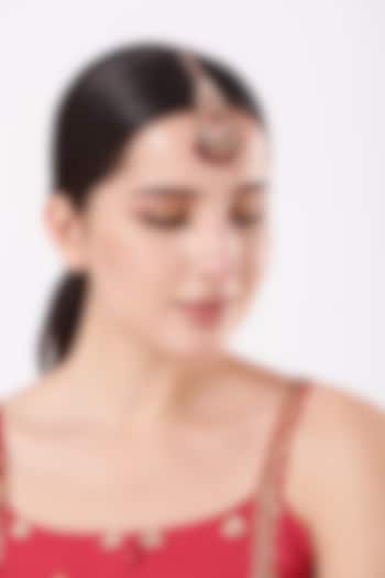 Rose Gold Finish Maang Tikka With Meenakari  Work by 20AM at Pernia's Pop Up Shop