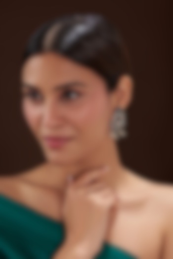 Oxidised Silver Finish Black Synthetic Stone Dangler Earrings by 20AM at Pernia's Pop Up Shop