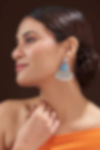 Oxidised Silver Finish Turquoise Stone Dangler Earrings by 20AM at Pernia's Pop Up Shop