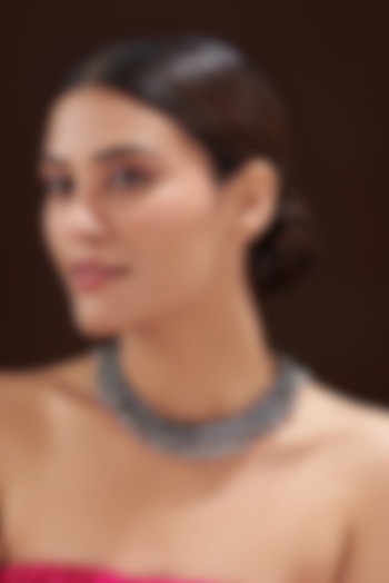 Oxidised Silver Finish Metal Beaded Necklace by 20AM at Pernia's Pop Up Shop