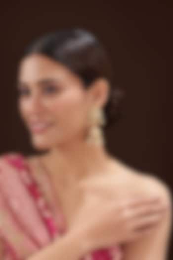 Gold Finish Kundan Polki & Pearl Dangler Earrings by 20AM at Pernia's Pop Up Shop