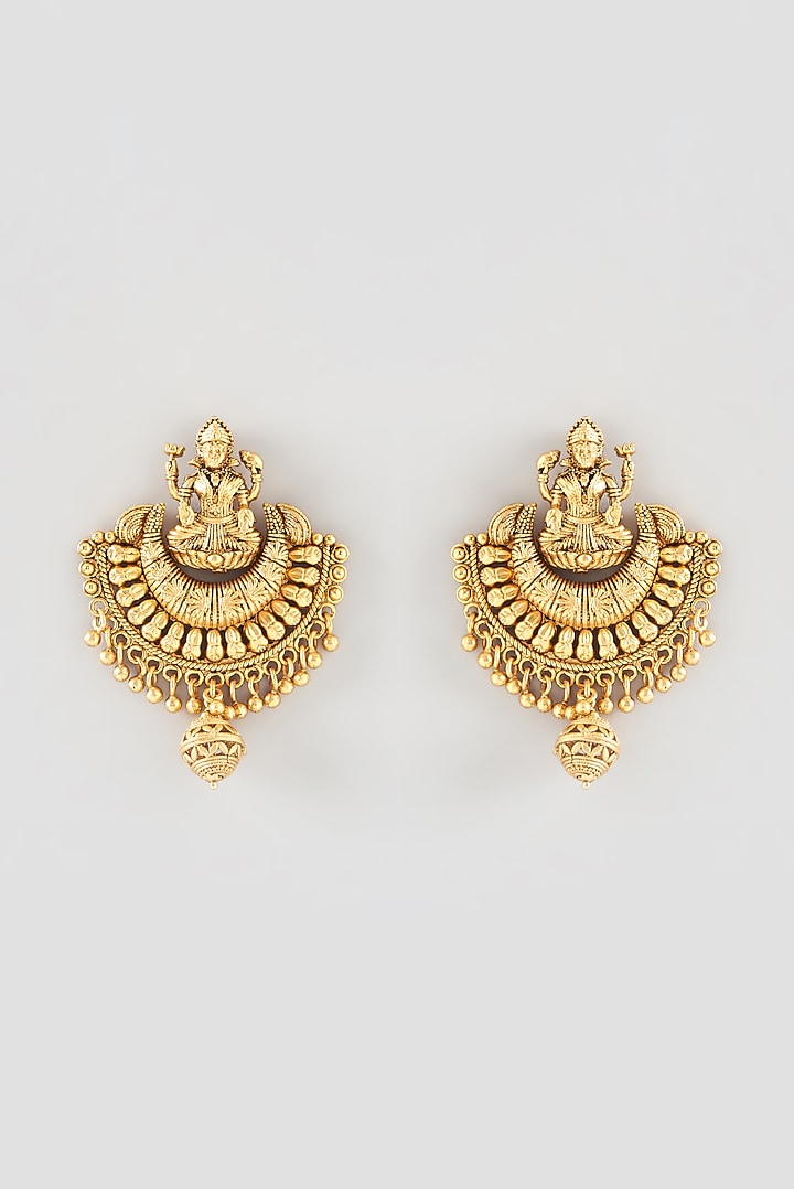 Gold Finish Beaded Long Temple Necklace Set by 20AM at Pernia's Pop Up Shop