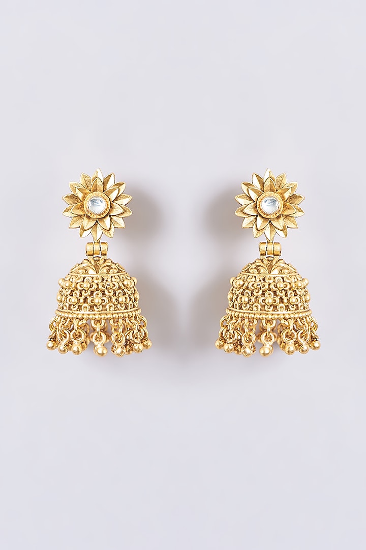 Gold Finish Kundan Polki & Gold Beaded Necklace Set by 20AM at Pernia's Pop Up Shop