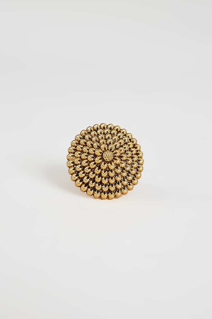 Gold Finish Temple Floral Ring by 20AM at Pernia's Pop Up Shop