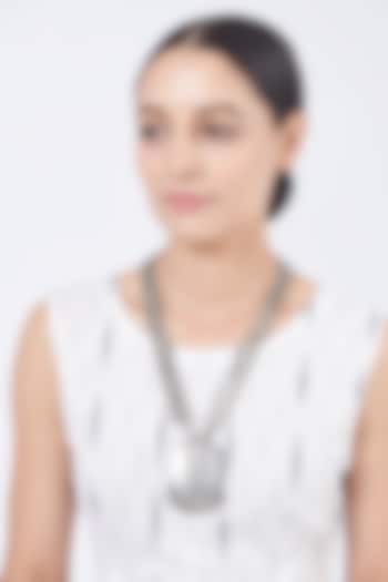 Oxidised Silver Finish Circular Pendant Necklace by 20AM at Pernia's Pop Up Shop