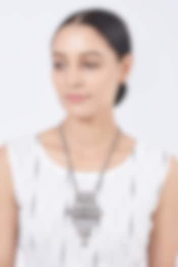 Oxidised Silver Finish Elephant Carved Necklace by 20AM at Pernia's Pop Up Shop