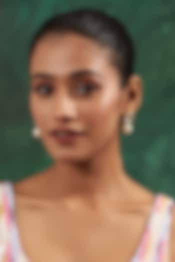 Gold Finish Kundan Polki & Zircon Dangler Earrings by 20AM at Pernia's Pop Up Shop