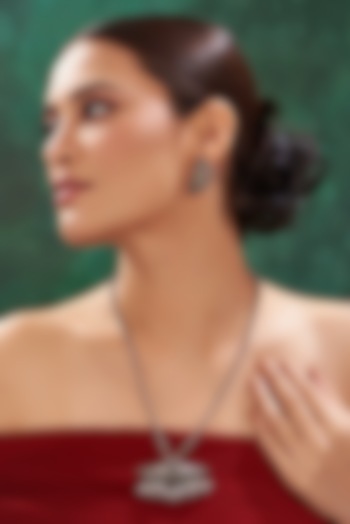 Oxidised Silver Finish Long Necklace Set by 20AM at Pernia's Pop Up Shop